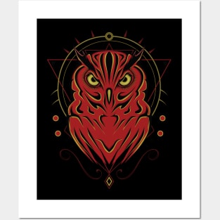 the owl illustration Posters and Art